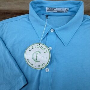 New Criquet Men's Long Sleeve Polo Size Large Teal Blue Golf Performance